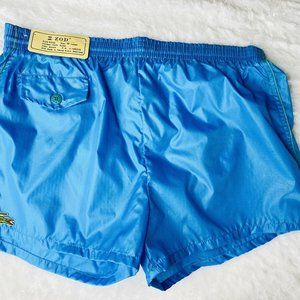 NWT IZOD Lacoste M Blue Lined Beach Shorts Vintage